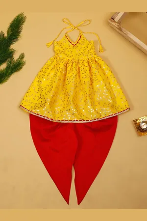 SAKA DESIGNS Girls Floral Printed Regular Kurta with Dhoti Pants