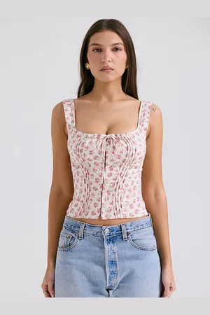 LULU & SKY Women Shoulder Straps Floral Print Crop Top