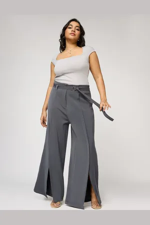 FREAKINS Women Curve Belted Flared Korean Pant