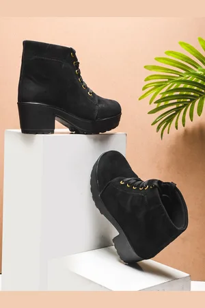 TRY ME Women Suede Block-Heeled Boots