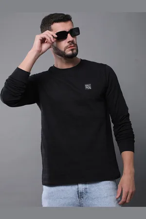 Difference of Opinion Men Solid Popcorn Structure Long Sleeve Crew Neck T-Shirt