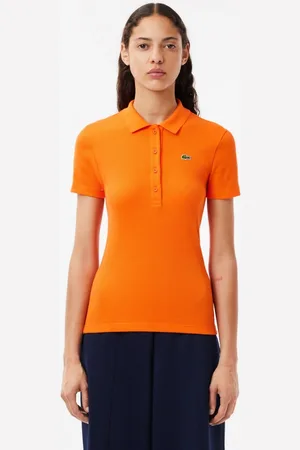 Lacoste Women Polo Collar Pockets Slim Fit T-shirt