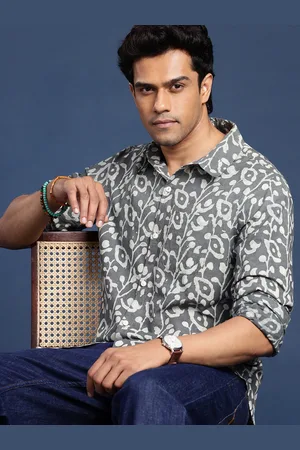 Taavi Men Comfort Kashish Hand Block Printed Pure Cotton Casual Shirt
