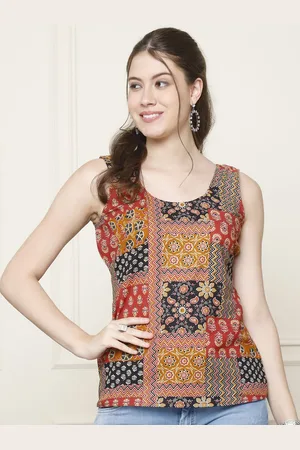 GRACIT Women Ethnic Motifs Printed Round Neck Cotton Top