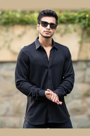 Maniac Men Comfort Spread Collar Striped Cotton Casual Shirt
