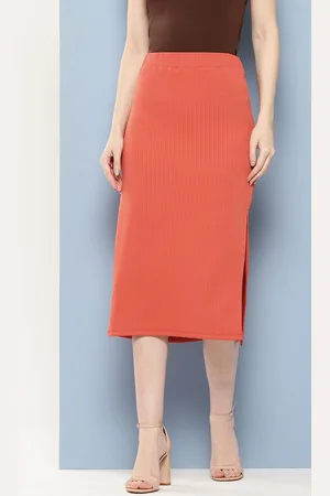 Chemistry Ribbed Side Slit Straight Skirt