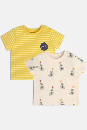 MINI KLUB Boys Pack Of 2 Conversational Printed Round Neck Cotton T-Shirts