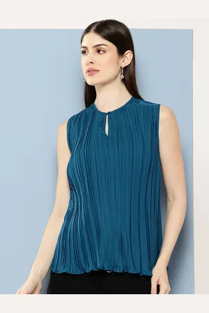 Chemistry Accordion Pleats Keyhole Neck Top