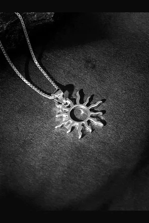 GIVA Men Rhodium Plated 925 Silver Pendant with Chain