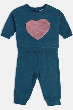 MINI KLUB Girls Self Design Pure Cotton T-shirt With Jogger