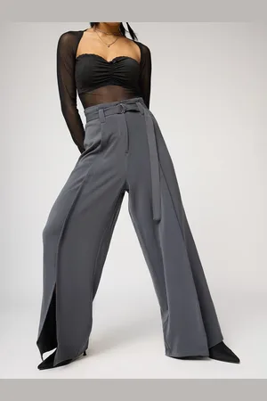 FREAKINS Women Belted Flared Korean Pant