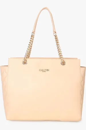 Carlton London Women Beige Synthetic Leather Structured Handheld Bag
