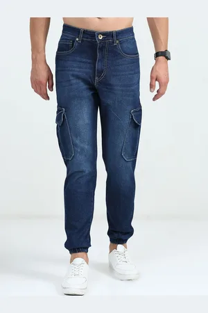 Mast & Harbour Men Comfort Straight Fit Stretchable Cargo Jeans