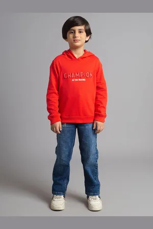Ed-a-Mamma Boys Cotton Typography Printed Hooded Sweatshirt