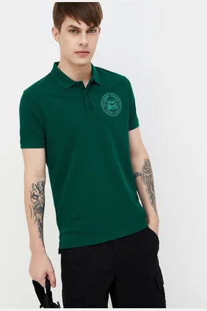 Lifestyle Men Printed Polo Collar Cotton Tshirt