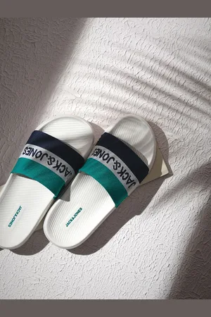 JACK & JONES White Logo Knit Pool Sliders