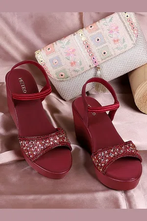 Metro Synthetic Embellished Wedge Heel Sandals