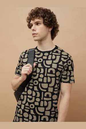 Lifestyle Men Printed Mandarin Collar Pockets T-shirt