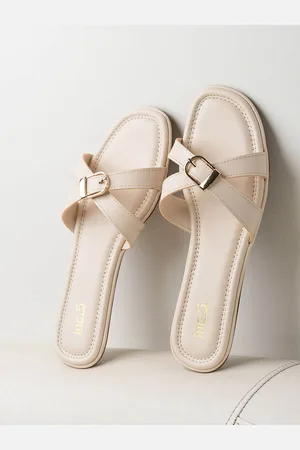 Inc 5 Women Embellished with Buckles Open Toe Flats