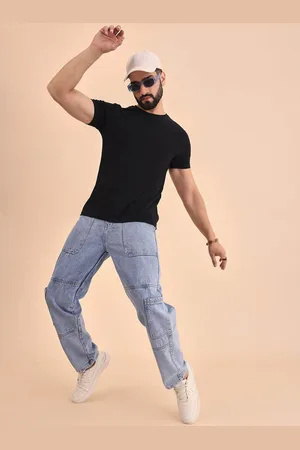 Style Quotient Men Comfort Relaxed Fit Mid-Rise Cargo Jeans