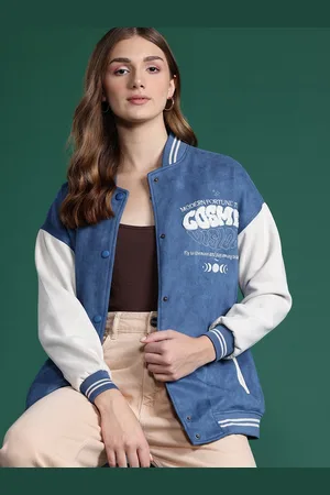 DressBerry Embroidered Suede Varsity Jacket