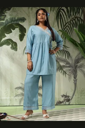 Bani Women Embroidered Silk Angrakha Tunic With Trouser Co-Ords