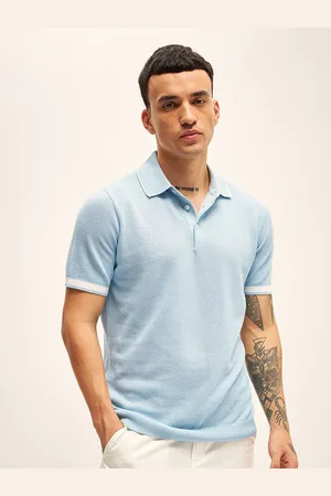 The Bear House Men Solid Polo Collar Cotton T-shirt