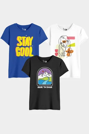 BonOrganik Women Pack Of 3 Typography Printed Round Neck Cotton T-shirts