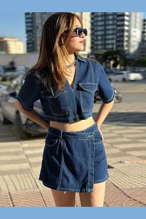LULU & SKY Checked Blouson Crop Women Top