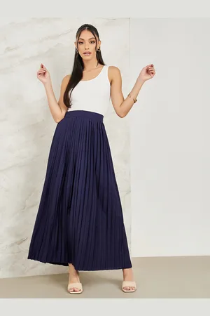Styli Accordion Pleated Flared Maxi Skirt