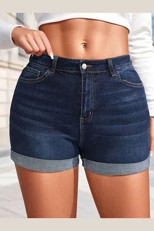 LULU & SKY Women Washed Slim Fit Denim Shorts