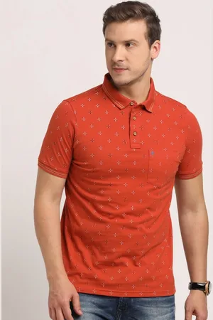 Turtle Men Geometric Printed Polo Collar Pure Cotton Slim Fit T-shirt