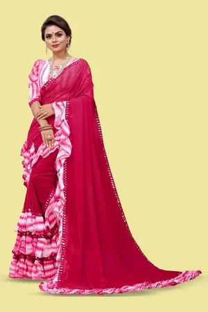 APNISHA Tie and Dye Sequinned Pure Georgette Saree