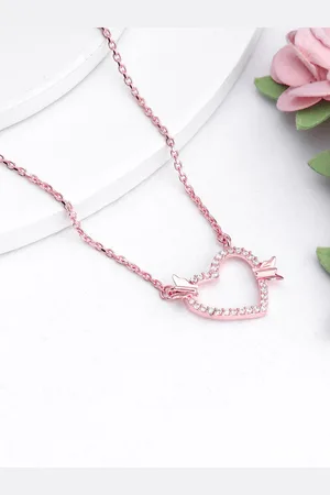GIVA 925 Sterling Silver Rose Gold This Is Love Pendant With Link Chain