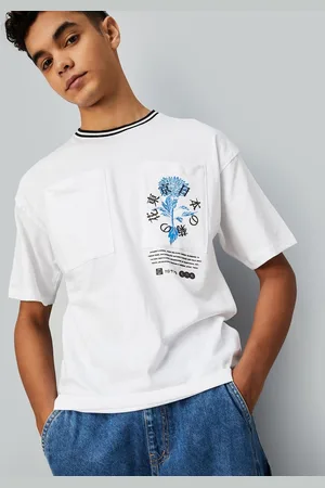Max Collection Boys Floral Printed Round Neck Cotton Oversized T-Shirt