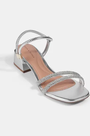 LEMON & PEPPER Women Embellished Party Block Heels Sandals