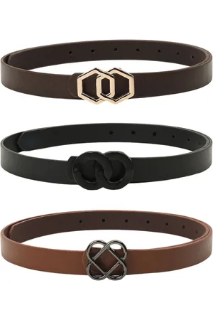 CRUSSET Women Pack Of 3 Solid PU Belts