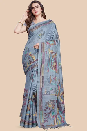 Rani Saahiba Printed Tussar Saree With Blouse Piece