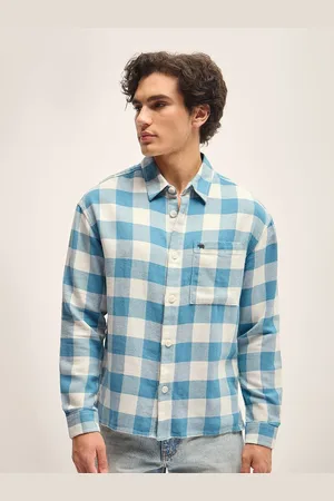 The Bear House Men Gingham Checks Opaque Checked Casual Shirt