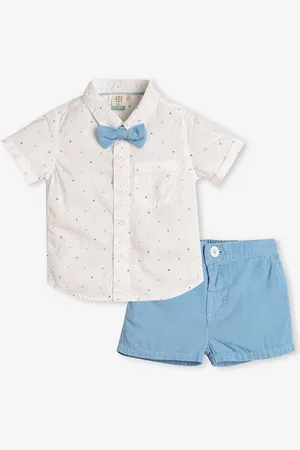 Ed-a-Mamma Boys Printed Shirt Collar Neck Short Sleeves Pure Cotton Shirt With Shorts