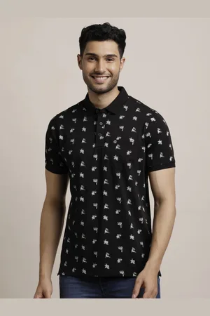 Turtle Men Conversational Printed Polo Collar Cotton Slim Fit T-shirt