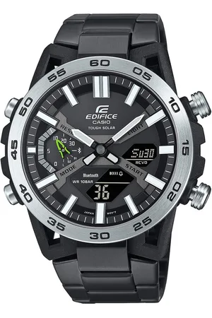 Casio Men Dial & Stainless Steel Cuff Straps Analogue and Digital Chronograph Solar Powered Watch ED609