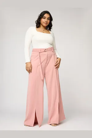 FREAKINS Women Curve Belted Flared Korean Pant