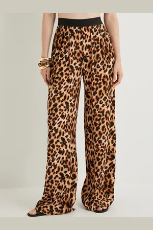Koton Women Animal Printed High-Rise Pleated Trousers