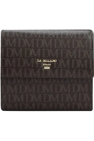 Da Milano Women Typography Printed Button Closure Leather Three Fold Wallet