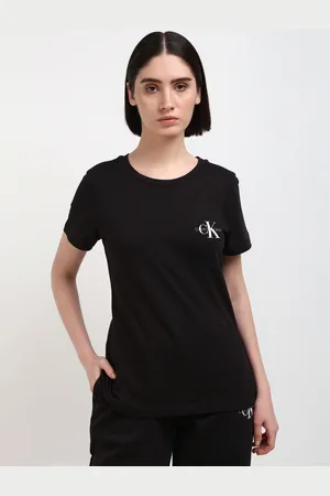 Calvin Klein Women Pack Of 2 Printed Round Neck Cotton Slim Fit T-Shirt