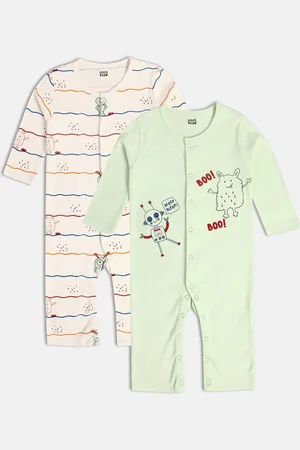 MINI KLUB Infant Boys Pack Of 2 Printed Cotton Rompers