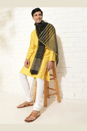 Fabindia Black Cotton Silk Blend Striped Maheshwari Stole