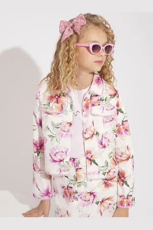 VERO MODA Girls Floral Denim Jacket