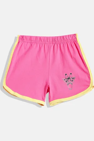 Eteenz Girls Graphic Printed Pure Cotton Shorts